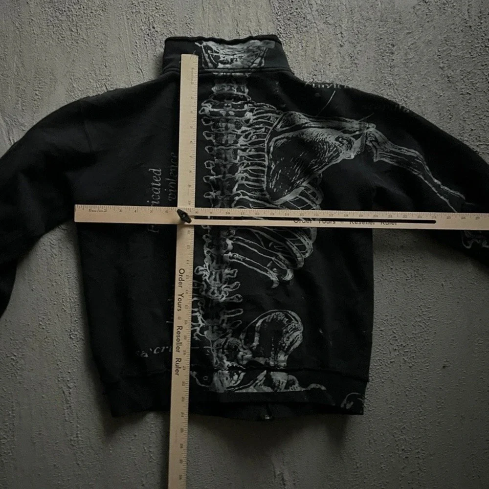 Vintage Iron Fist Zip Up Sweatshirt Medium Black 2000s Y2K Skeleton - Picture 7 of 10